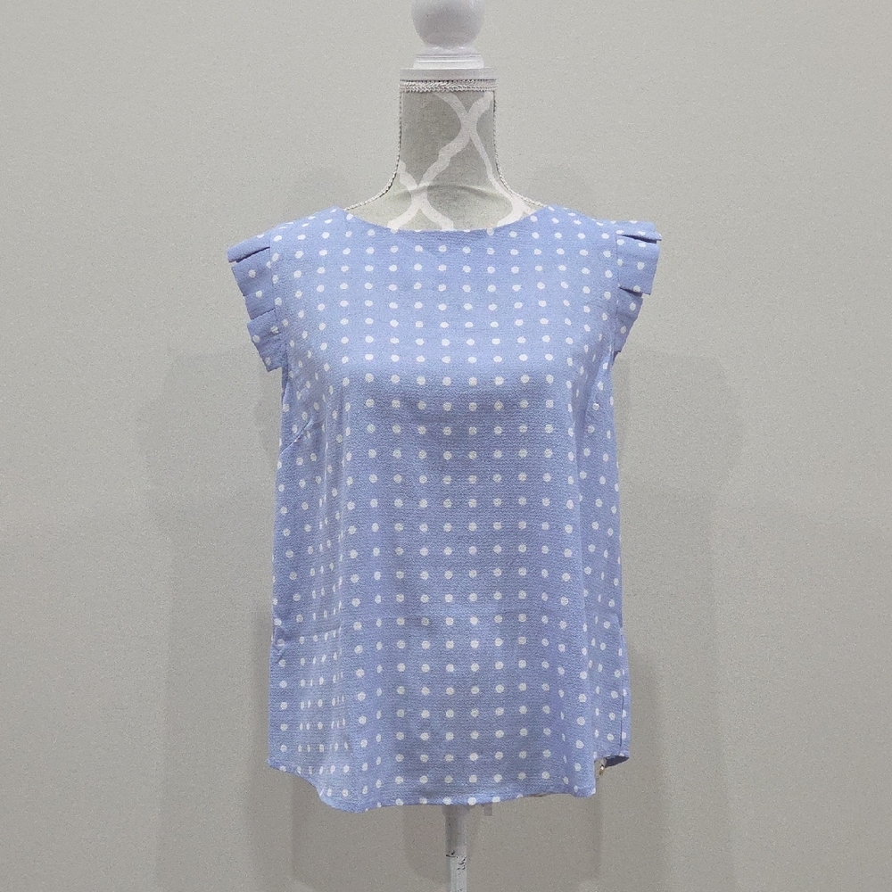 Monteau Los Angeles Blue Polka Dot Top